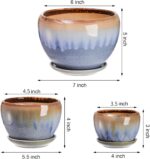 AVLA 3 Pack Ceramic Plant Pots, Gardening Drip Glazed Planters, Decorative Flowe... - Image 3