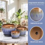 AVLA 3 Pack Ceramic Plant Pots, Gardening Drip Glazed Planters, Decorative Flowe... - Image 5