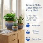 AVLA 3 Pack Ceramic Plant Pots, Gardening Drip Glazed Planters, Decorative Flowe... - Image 7