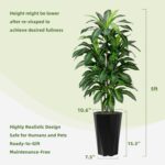 Artificial Dracaena Tree 5FT - Faux Plant with Black Diamond Planter - Tall Fake... - Image 6