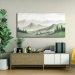 Yuaxker Large Nature Wall Decor Green and Gray Wall Art Abstract Landscape Canva... - Image 4