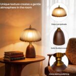 11.8“ Mid-Century Modern Amber Small Table Lamp, Vintage Scalloped Gradient Glas... - Image 8