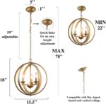 KSANA Gold Orb Chandelier Modern Globe 3 Light Fixture for Dining & Living Room,... - Image 3