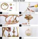 KSANA Gold Orb Chandelier Modern Globe 3 Light Fixture for Dining & Living Room,... - Image 6