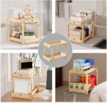 Bamboo Wood Under Sink Organizer 1 Pack, Pull Out Cabinet Organizer 2 Tier Under... - Image 5