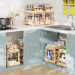 Bamboo Wood Under Sink Organizer 1 Pack, Pull Out Cabinet Organizer 2 Tier Under... - Image 6