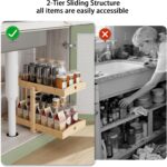 Bamboo Wood Under Sink Organizer 1 Pack, Pull Out Cabinet Organizer 2 Tier Under... - Image 7