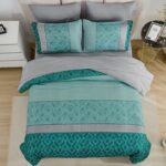 Dinjoy Teal Green King Size Comforter Set,Striped Boho Bed in a Bag King 7 Piece... - Image 4