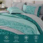 Dinjoy Teal Green King Size Comforter Set,Striped Boho Bed in a Bag King 7 Piece... - Image 5