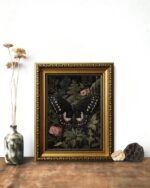 LHHJDIO Vintage Gold Framed Wall Art Black Butterfly Canvas Wall Art Dark Garden... - Image 5
