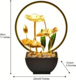 Tabletop Fountain with Led Light, 11 in Gold Lotus Table Top Water Fountain Indo... - Image 7