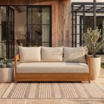 SAFAVIEH Outdoor - Kento 3-Seat Sofa - Natural & Taupe - Solid Wood with Cushion... - Image 3