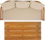 SAFAVIEH Outdoor - Kento 3-Seat Sofa - Natural & Taupe - Solid Wood with Cushion... - Image 7