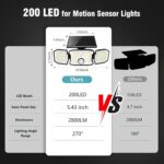 Solar Flood Lights Outdoor- 2800LM 200LED Solar Motion Sensor Lights, 3 Heads & ... - Image 4