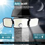 Solar Flood Lights Outdoor- 2800LM 200LED Solar Motion Sensor Lights, 3 Heads & ... - Image 5