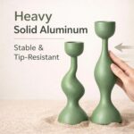 Smtyle Taper Candle Holders Set of 2 Sculptural Cast Aluminum Candlestick Holder... - Image 3