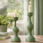 Smtyle Taper Candle Holders Set of 2 Sculptural Cast Aluminum Candlestick Holder... - Image 5