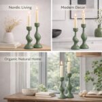 Smtyle Taper Candle Holders Set of 2 Sculptural Cast Aluminum Candlestick Holder... - Image 7