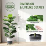 Suntee 2 Pack Artificial Fiddle Leaf Fig Tree, 30" Ficus Lyrata Fake Plants with... - Image 3