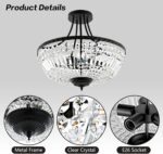 WINGBO 19.5 Inch Crystal Ceiling Light Fixture, 5-Light Raindrop Semi Flush Moun... - Image 3