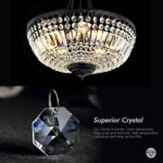 WINGBO 19.5 Inch Crystal Ceiling Light Fixture, 5-Light Raindrop Semi Flush Moun... - Image 4