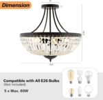 WINGBO 19.5 Inch Crystal Ceiling Light Fixture, 5-Light Raindrop Semi Flush Moun... - Image 5