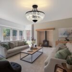 WINGBO 19.5 Inch Crystal Ceiling Light Fixture, 5-Light Raindrop Semi Flush Moun... - Image 7