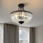 WINGBO 19.5 Inch Crystal Ceiling Light Fixture, 5-Light Raindrop Semi Flush Moun... - Image 9