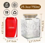 ANSQU Square Glass Jar, 25.3oz Vintage Glass Jar with Lid, Glass Food Storage Co... - Image 3