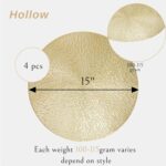 Snowkingdom Gold Round Placemats Set of 4, Golden Vinyl Metallic Hollow 15 Inch ... - Image 4