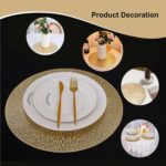 Snowkingdom Gold Round Placemats Set of 4, Golden Vinyl Metallic Hollow 15 Inch ... - Image 5