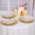 Snowkingdom Gold Round Placemats Set of 4, Golden Vinyl Metallic Hollow 15 Inch ... - Image 7