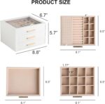 Frebeauty Clear Lid Jewelry Box,3-Layer Jewelry Organizer with Drawer,PU Leather... - Image 4