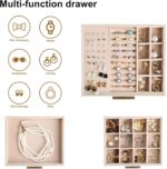 Frebeauty Clear Lid Jewelry Box,3-Layer Jewelry Organizer with Drawer,PU Leather... - Image 5