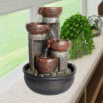 15.7" H 4-Tier Indoor Tabletop Waterfall Fountain with LED Lights Desktop Founta... - Image 4