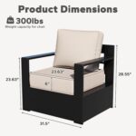 Outdoor Aluminum Furniture, Patio Chairs with 6" Thick Removable Cushions, All-W... - Image 3