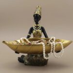 Lescafita African Woman Resin Tray Statue, Gold Leaf Decorative Sculpture, Handm... - Image 7
