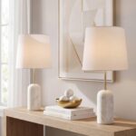 360 Lighting Daleti 25" High White Marble Table Lamp Set of 2 - Image 9