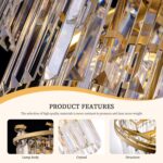 TOCHIC Gold Chandelier 5 Tier Modern Crystal Chandeliers 8 Light, Farmhouse Luxu... - Image 4