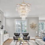TOCHIC Gold Chandelier 5 Tier Modern Crystal Chandeliers 8 Light, Farmhouse Luxu... - Image 8