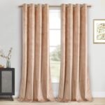 DWCN Blush Beige Velvet Curtains 84 inches Long - Room Darkening Tieable Grommet... - Image 6
