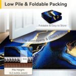 Navy Blue Gold Marble Area Rug, 3x5ft,Swirl Texture Print Abstract Area Rugs, Mo... - Image 6