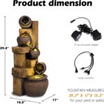 MAGIC UNION Outdoor Water Fountain Cascading Bowls and Stacked Stones LED 5 Tier... - Image 4