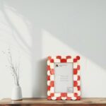 Handicrafts Home 4x6 Picture Frame Red & White, Scalloped Bone Inlay Photo Frame... - Image 5
