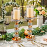15.9" Tall Pillar Candle Holder with Wind Proof, Metal Hurricane Holders, Crysta... - Image 5