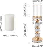 15.9" Tall Pillar Candle Holder with Wind Proof, Metal Hurricane Holders, Crysta... - Image 8