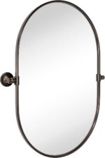 TEHOME Oval Oil Rubbed Bronze Pivot Bathroom Mirror Pill Shaped Tilting Bathroom... - Image 3