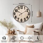 24 Inch Large Wall Clock for Living Room Decor, Rustic Wooden Farmhouse Wall Clo... - Image 3
