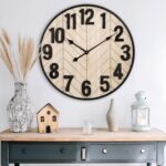24 Inch Large Wall Clock for Living Room Decor, Rustic Wooden Farmhouse Wall Clo... - Image 4