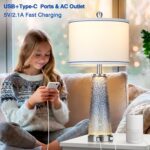Coastal Glass Table Lamps for Living Room, 26" Table Lamps with USB A+C Ports & ... - Image 3
